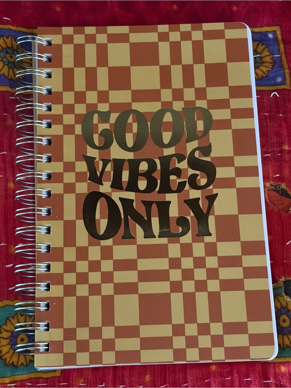 NWT Good Vibes Only Spiral Notebook - Brown & Tan 6.50” x 9”